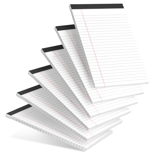 Small Note Pad 5x8 College Ruled Pink Legal Pads Paper Notepads 6 Pack Clear Print Writing Pads 5 x 8 Legal Pads Perforated Narrow Ruled Pads of Paper