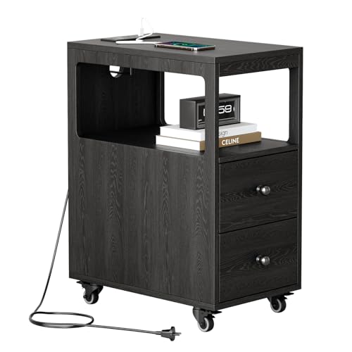 Bedroom Nightstand with Charging Station