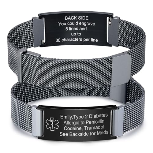 Medical Alert Id Bracelet for Men Women