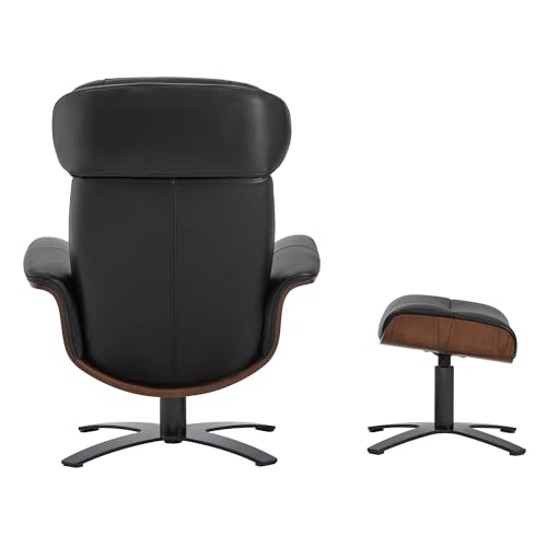Reclining Swivel Chair with Adjustable Headrest and Ottoman for Living Room