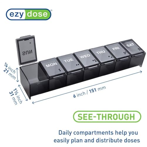 Weekly (7-Day) Pill Organizer, Vitamin Planner, and Medicine Box, Large Compartments