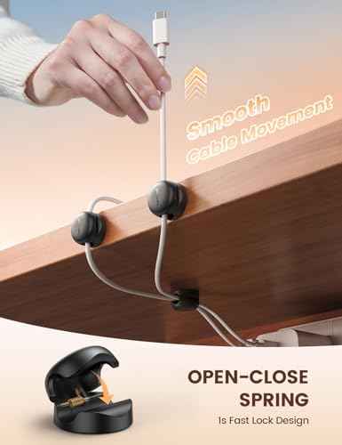 Desk Cord Organizer [1s Lock] Cable Management Holder Clips