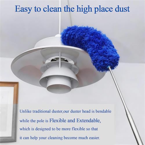 Microfiber Feather Duster Extendable Cobweb Duster with 100 inches Extra Long Pole