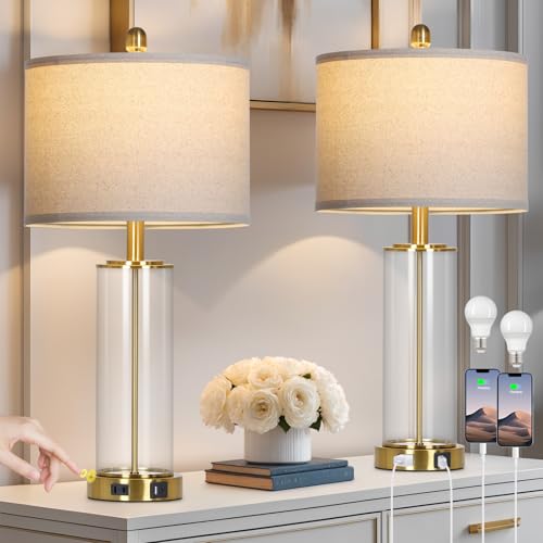 Glass Table Lamps Set of 2