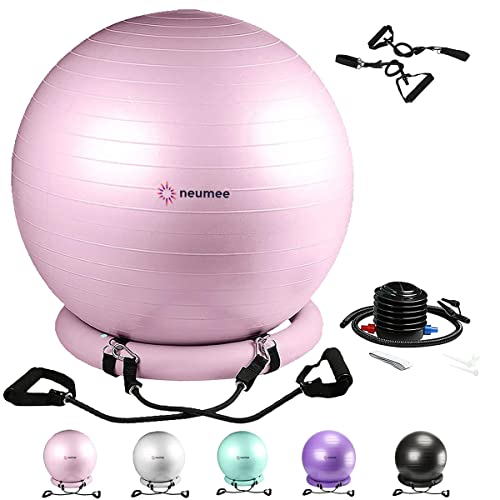 Yoga Ball Chair with 65cm Exercise Ball & 2 Resistance Bands