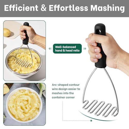 Heavy Duty Stainless Steel Wire Potato Masher with Soft Grip Handle for Effortless Mashing
