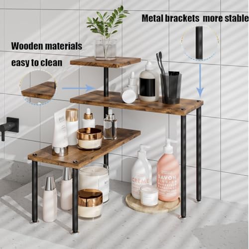 Corner Shelf Countertop Organizer 3 Tier Kitchen Corner Shelves Adjustable Spice Storage Rack for Bathroom Coffee Area Over Sink