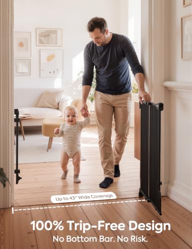 Removable & No Bottom Bar Baby Gate