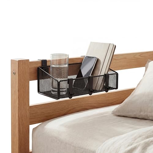 Bedside Shelf for Bed & Bunk Bed Storage Basket Desk Partition Divider Hanging Organizer with 5 Different Size Hooks