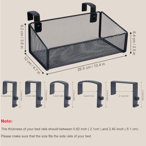Bedside Shelf Bunk Bed Organizer Shelf Hanging Storage Metal Basket Phone Holder for Bedroom