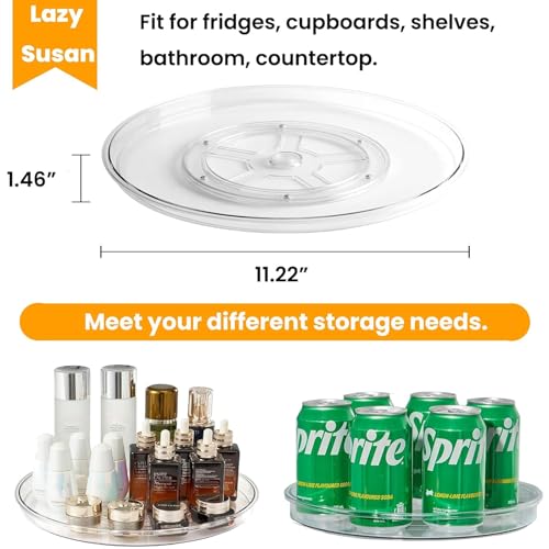 Clear Lazy Susan Organizer Plastic Turntable for Cabinet Rotating Pantry Organizer