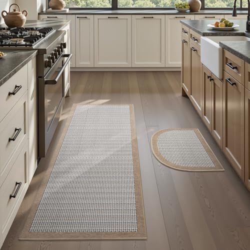 2 PCS Kitchen Rugs Mats Non Skid Washable