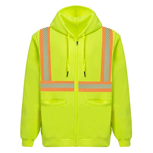 High Visibility Reflective Safety Hoodie Jacket With Removable Sleeves Hi Vis Outdoor Protective Workwear Unisex
