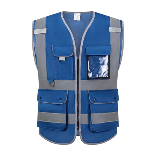 Reflective Safety Vest for Men & Women High Visibility Class 2 Vest with Pockets Meets ANSI Standards