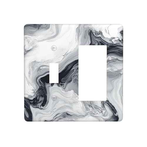 Abstract Marble Ink Texture Grey Marble Print Light Switch Cover Plate 1 Gang No Device Blank Electrical Wall Plates Faceplate Decorative Switch Plate for Bathroom Kitchen Decor