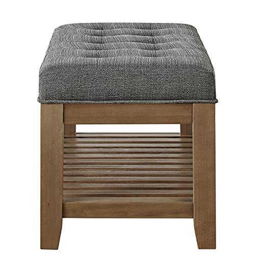 Large Rectangular Upholstered Tufted Linen Ottoman Bench