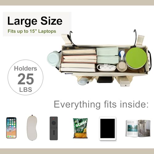 Bedside Organizer with Hook Bedside Caddy Hanging Storage Bag with Adjustable Straps and Water Bottle Holder for Home College Dorm Bunk Bed Accessories