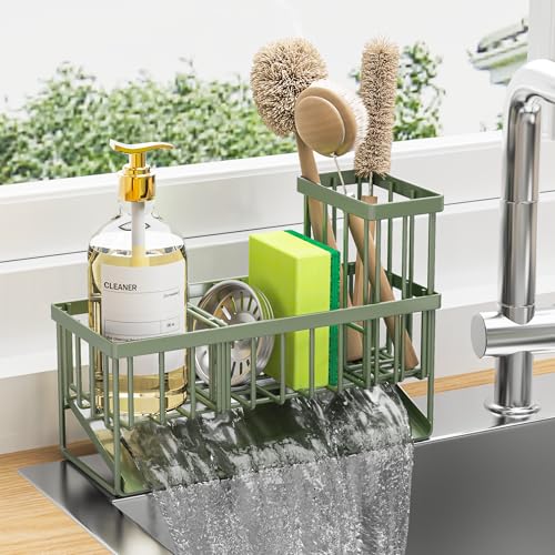 Kitchen Sink Caddy Organzier with High Brush Holder