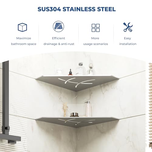2 Pack Brushed Nickel Recessed Corner Shower Shelf