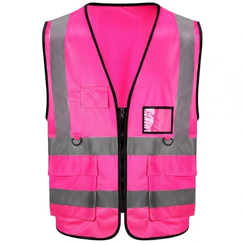 Reflective Safety Vests with Pockets and Zipper