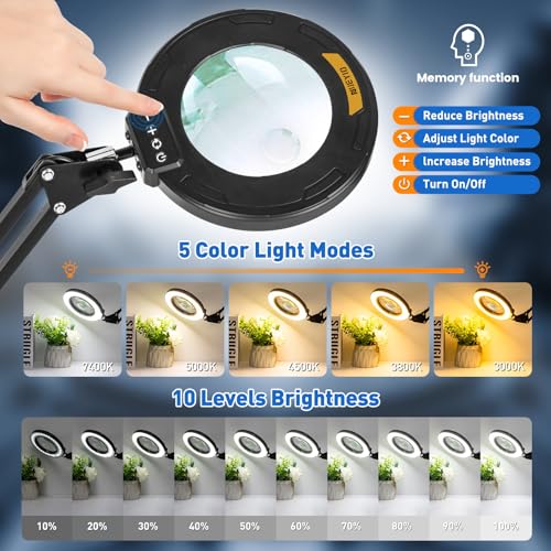 Ultra Long Swing Arm 12X 30X Magnifying Glass with Light