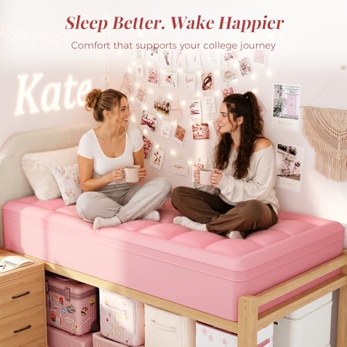 3 Inch Dual Layer Memory Foam Mattress Topper Pink