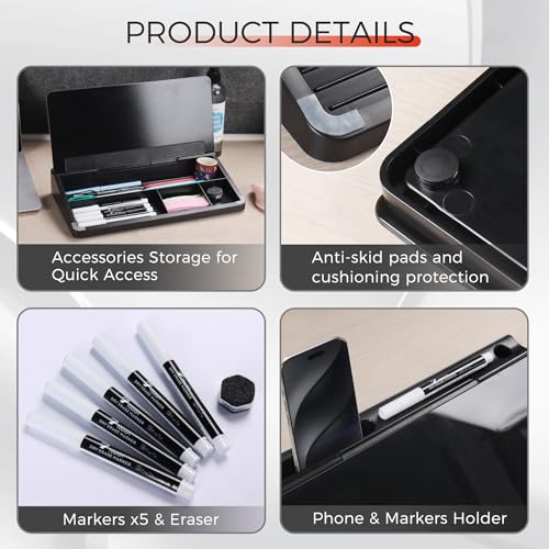 Glass Desk Whiteboard with Storage