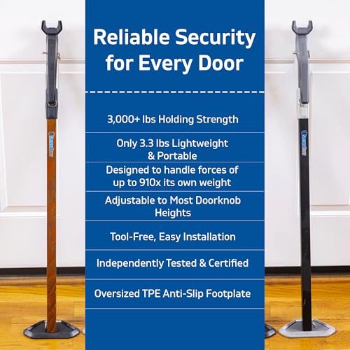 Super Heavy Duty Security Door Lock Bar Fully Adjustable Door Stopper Device for Home Defense for Residential and Commercial Use to Protect Against Forced Entry. Masterlock Door Jammer by Securadoor