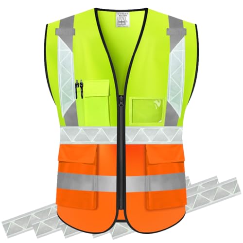 High Visibility Safety Vest Customize Your Logo Protective Workwear 5 Pockets Outdoor Work Vest