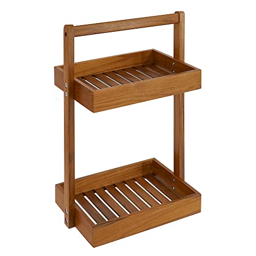 Teak Wood Shower Caddy Corner
