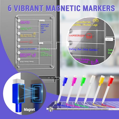 2 Pcs Acrylic Magnetic Dry Erase List Board for Fridge