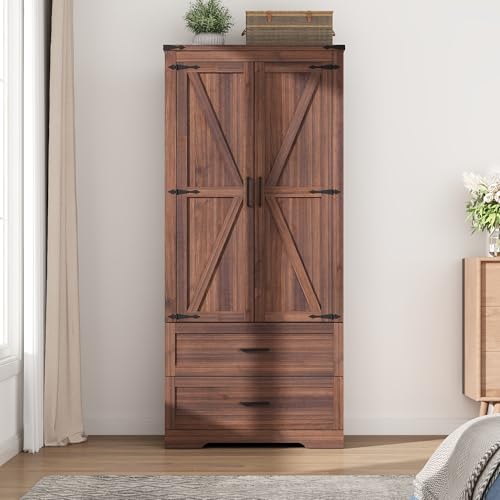 4 Doors Wardrobe Armoire Closet with Doors and Drawers