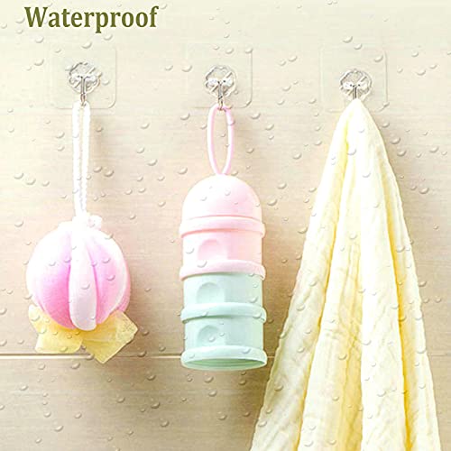 Adhesive Wall Hooks 33LB Heavy Duty No Drill Transparent Waterproof Hooks for Bathroom Kitchen Towel Coat Office Home Outdoor