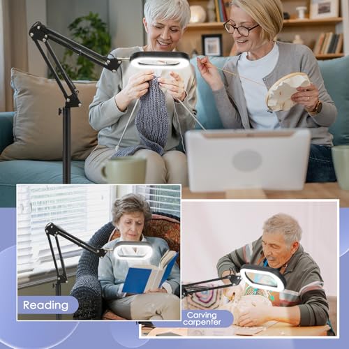 Rectangle Magnifying Glass with Light and Stand Swing Arm