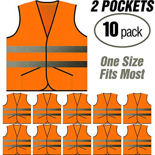 Pocket Safety Vest Bulk Pack Reflective High Visibility Men Women