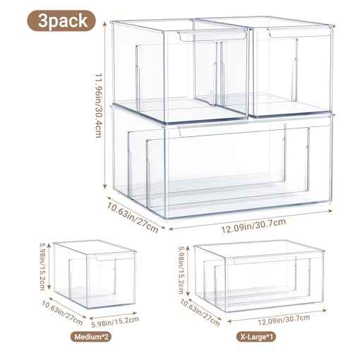 3 6 Pack Pantry Storage Bins with Divider