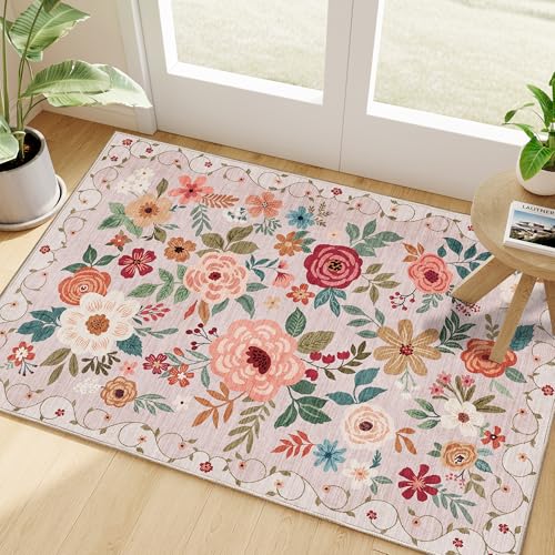 Floral Rug Black