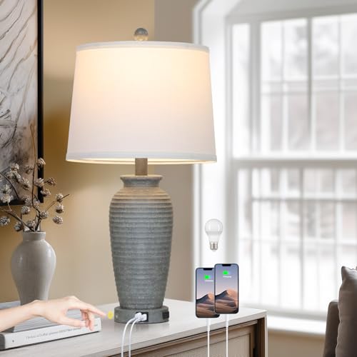25" Farmhouse Jar Table Lamps Set og 2 Retro Farmhouse Rustic Bedside Lamp