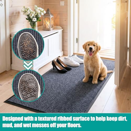 Door Mat Large Outdoor Indoor Mat Waterproof Rubber Back Rugs for Home Office Business Areas