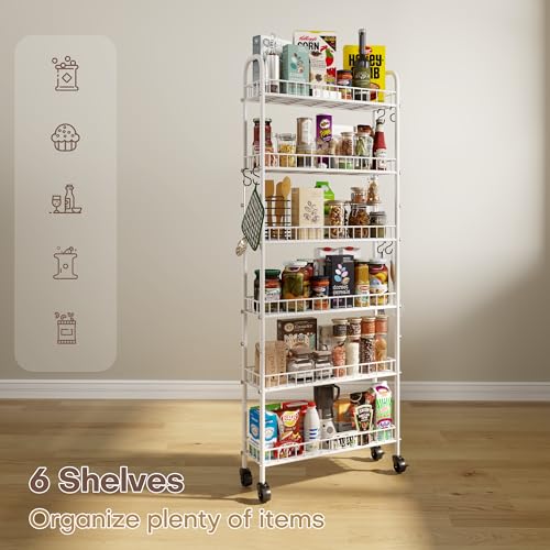 6 Tier Slim Storage Cart with Wheels