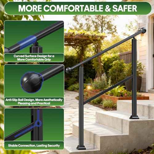 2 3 4 5 Step Heavy Duty Aluminum Alloy Outdoor Stair Handrail Kit