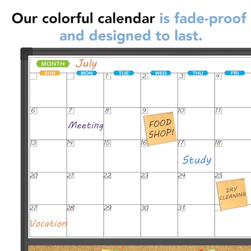 Magnetic Calendar Whiteboard & Bulletin Corkboard Combination