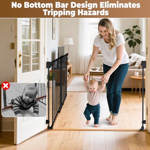 35 55" No Bottom Bar Baby Gates for Stairs