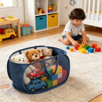 4 Piece Pop Up Mesh Laundry Basket Collapsible Hamper with Handles