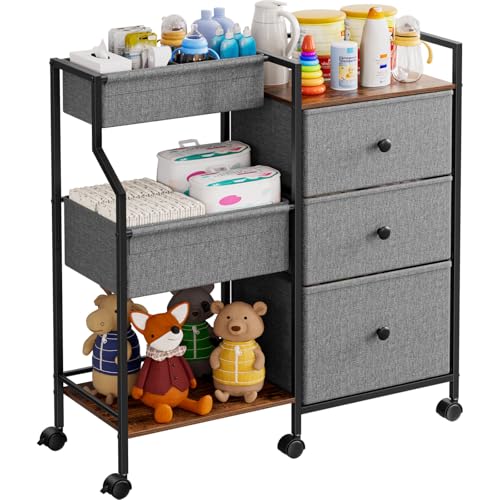 Baby Diaper Caddy Organizer Rolling Cart with Drawers