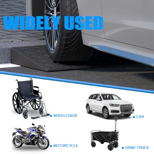 2 Pack 2'' Rise Rubber Curb Ramp Heavy Duty Loading Rubber Curb Ramps 3 Tons Driveway Ramp Car Slope Ramp for Loading Dock Bike Vehicle Warehouse Sidewalk Wheelchair