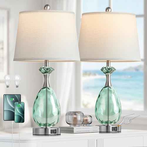 Coastal Glass Table Lamps Set of 2