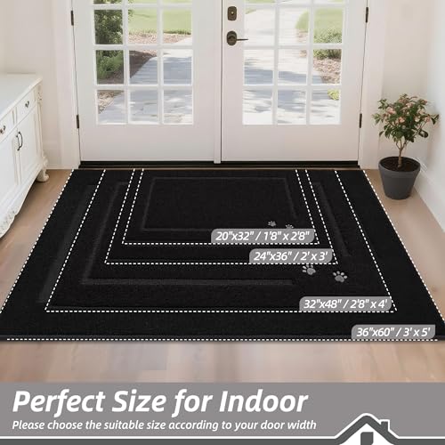 Dog-Door-Mat Non-Slip Entryway Rug Resist Dirt Indoor Door Mats Low-Profile Welcome Mat Washable Front Door Mat Absorbent Dog Mat for Dirty & Wet Paws and Wet Shoes