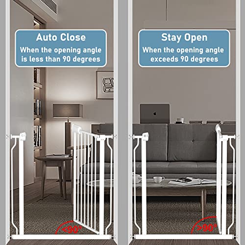 Extra Wide Baby Gate Black Walk THR Dog Gates Doorways House No Drill Pressure Mounted Auto Close Long Child Safety Gate for Kids and Pet