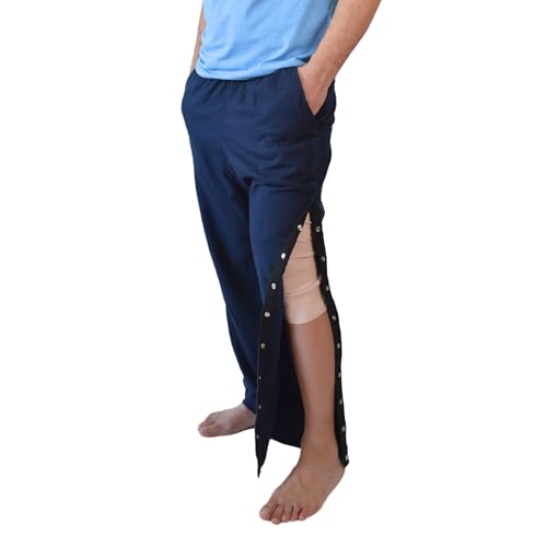 Unisex Tearaway Post Surgery Recovery Pajama Pants with Side Snaps & Pockets